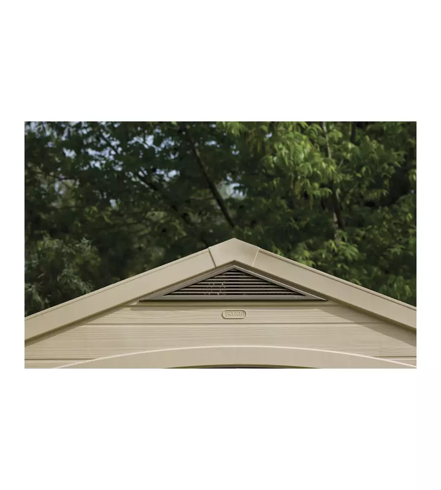 CASETTA DA GIARDINO KETER "FACTOR 8x6" IN RESINA COLORE BEIGE CON PORTA BATTENTE DOPPIA 256,5X182X243 CM